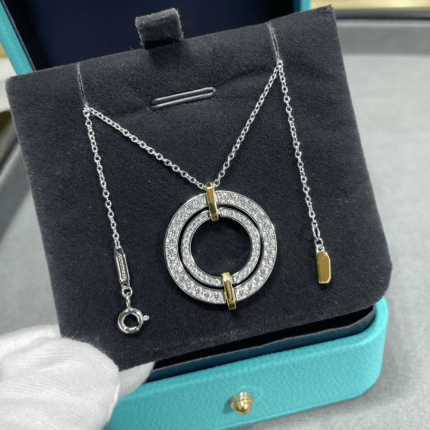 Tiffany Edge Large hoop necklace with diamonds